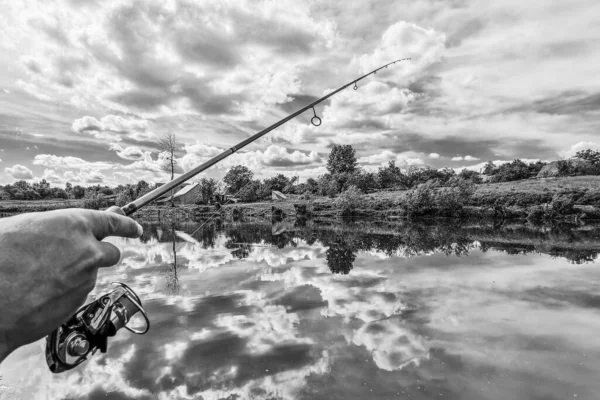 Pesca Descanso Rural Antecedentes Sobre Tema Recreação — Fotografia de Stock