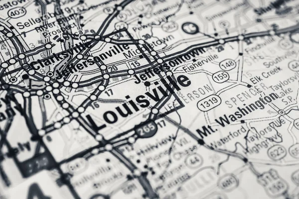 Louisville Nos Eua Mapa Viagem Fundo — Fotografia de Stock