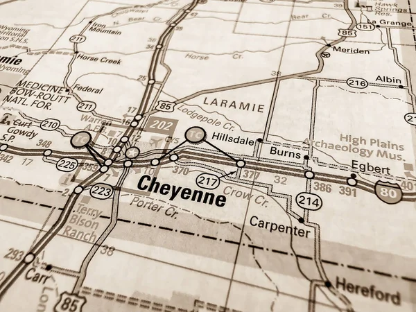 Cheyenne Mapě Usa — Stock fotografie