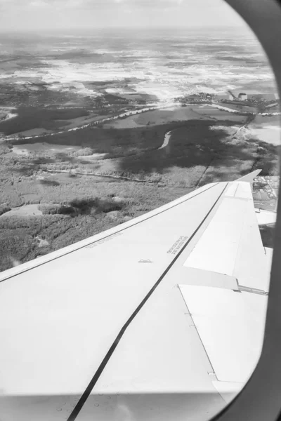 Vista Janela Avião Asa — Fotografia de Stock