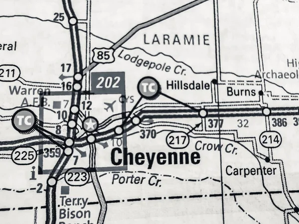 Cheyenne Sur Carte Usa — Photo