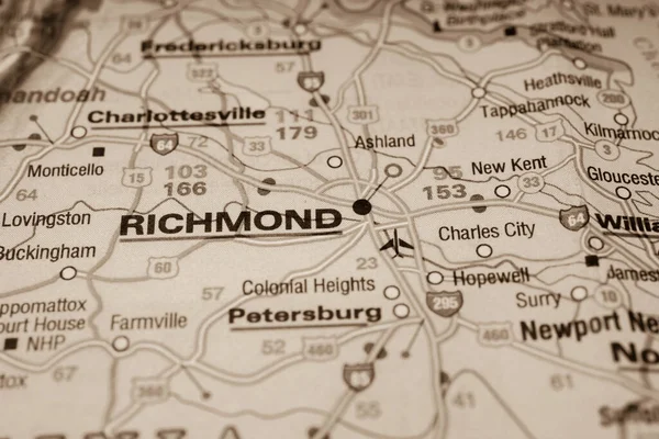 Richmond Mapa Fondo Viaje — Foto de Stock