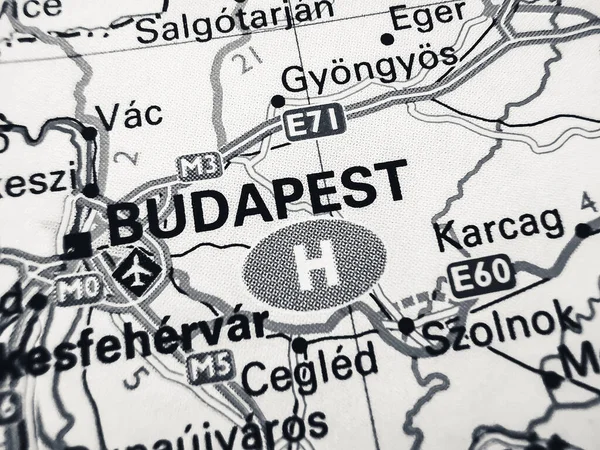 Budapeste Sobre Mapa Europa — Fotografia de Stock