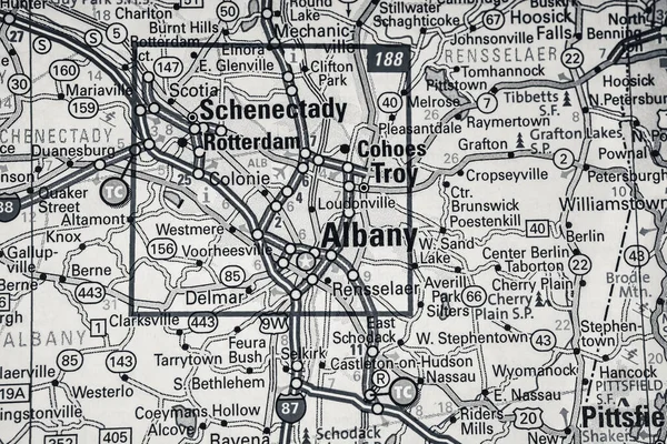 Albany Mapie Usa Tło Podróży — Zdjęcie stockowe