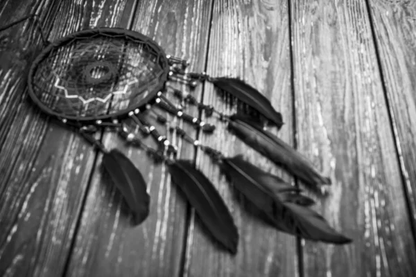 Dream Catcher Wooden Background — Stock Photo, Image