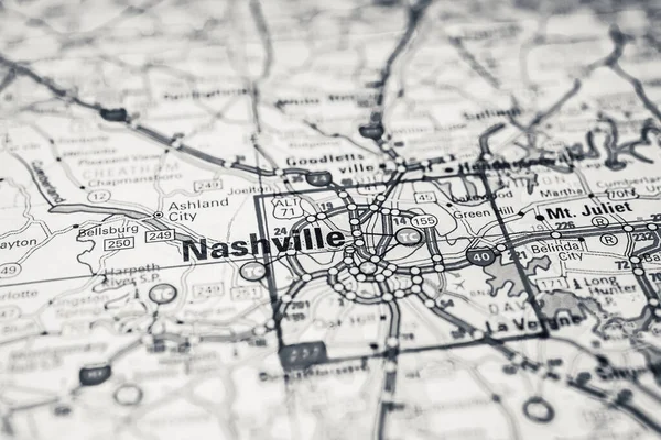 Nashville on USA map background