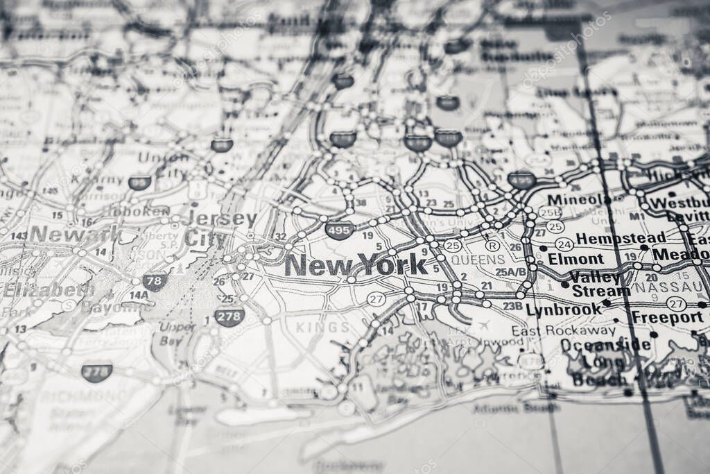 New York on Usa travel map