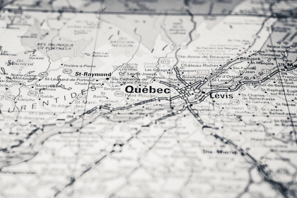 Quebec on Canada travel map