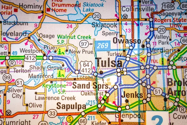 Tulsa Usa Kaart Achtergrond Reizen — Stockfoto
