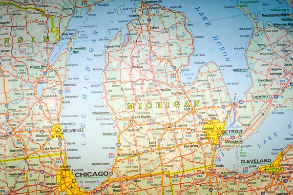 Michigan Állam Interaktív Térképen — Stock Fotó