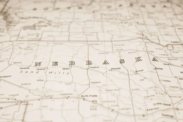Estado Nebraska Mapa — Fotografia de Stock