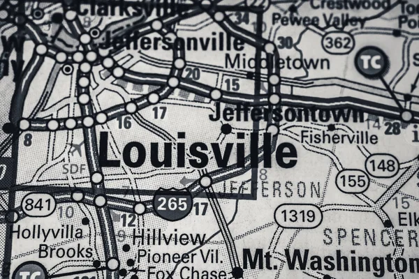 Louisville Nos Eua Mapa Viagem Fundo — Fotografia de Stock