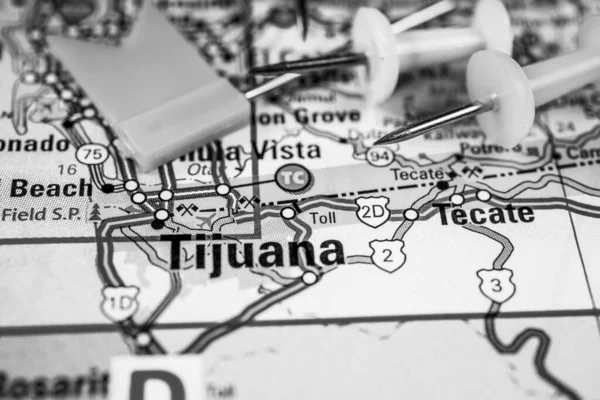 Tijuana Usa Mapa Fondo Viaje — Foto de Stock
