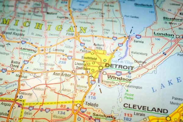 Detroit Kartan — Stockfoto