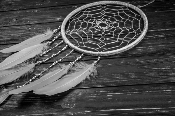 Dreamcatcher Pozadí Dřevěného Umění — Stock fotografie