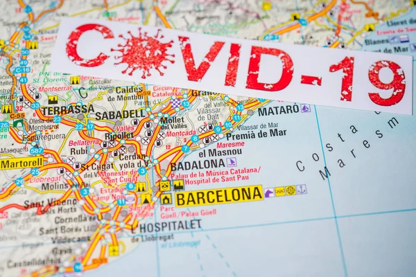 Barcelona Coronavirus Covid Karantän Bakgrund — Stockfoto