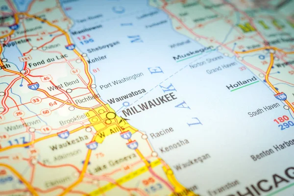 Milwaukee Mapě — Stock fotografie