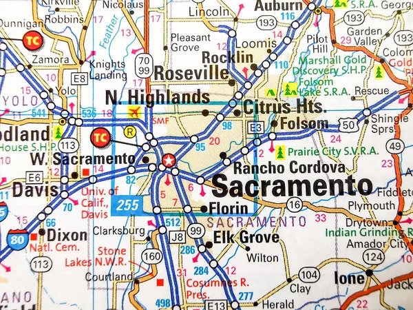 Sacramento Mapa Dos Eua — Fotografia de Stock