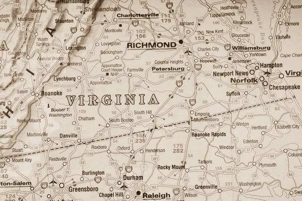 Virginia Usa Térképen Utazási Háttér — Stock Fotó