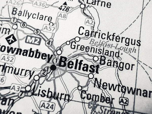 Belfast Sur Une Feuille Route Europe — Photo