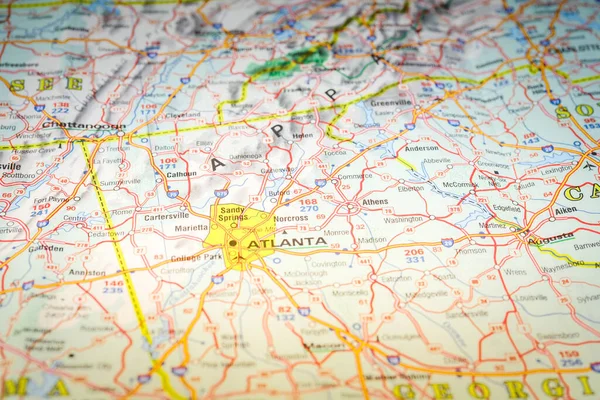 美国地图背景上的亚特兰大 — 图库照片