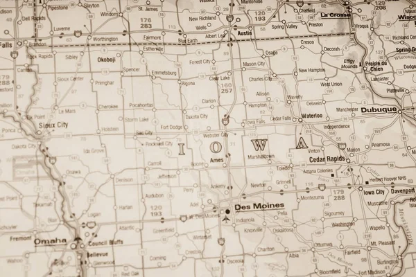 Haritada Iowa Durumu — Stok fotoğraf