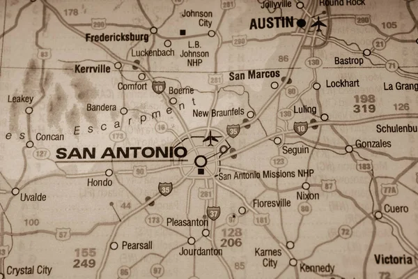 San Antonio Estados Unidos Mapa Fondo Viaje —  Fotos de Stock