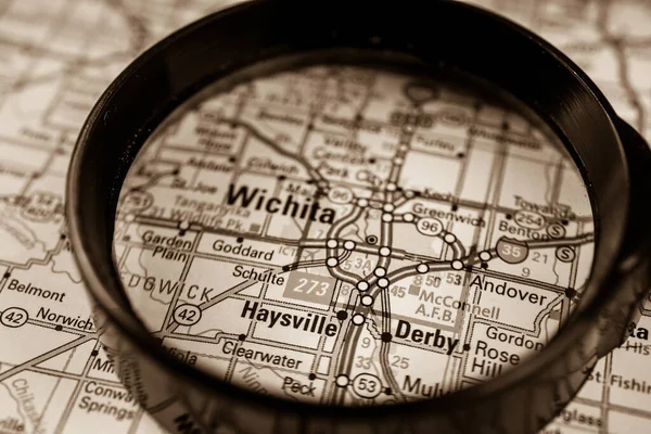 Wichita Eua Mapa Viagem Fundo — Fotografia de Stock