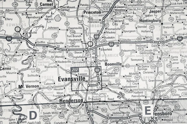 Evansville Verenigde Staten Kaart Reisachtergrond — Stockfoto