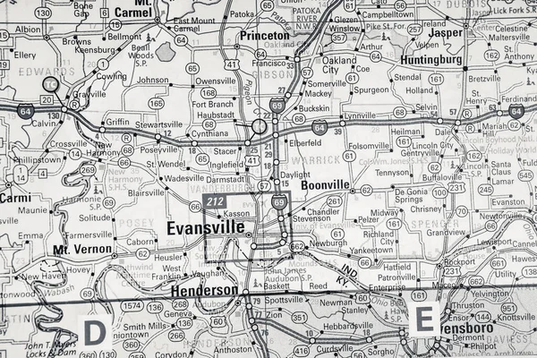 Evansville Usa Mapa Cestovní Zázemí — Stock fotografie