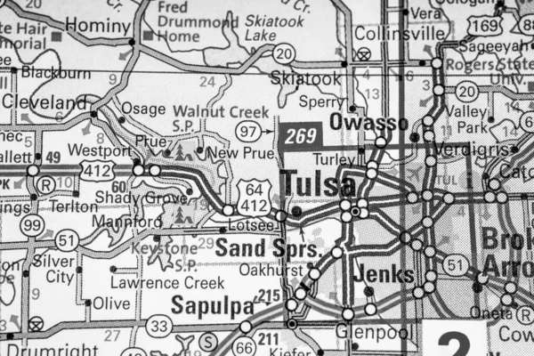 Tulsa Mapa Fondo Viajes —  Fotos de Stock