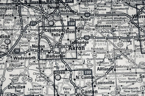 Akron Auf Der Usa Karte — Stockfoto