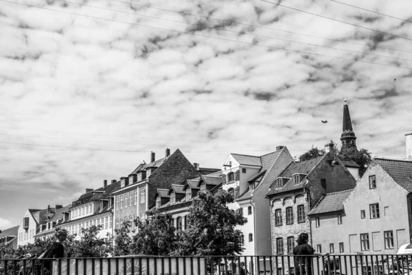 Copenhague Dinamarca Julio 2019 Famoso Christianshavn Con Coloridos Edificios Barcos — Foto de Stock