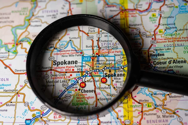 Spokane Usa Mapa Viaje Fondo — Foto de Stock