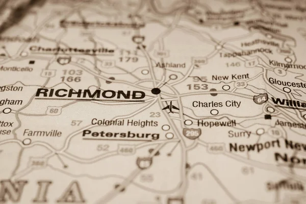 Richmond Mapa Fondo Viaje — Foto de Stock