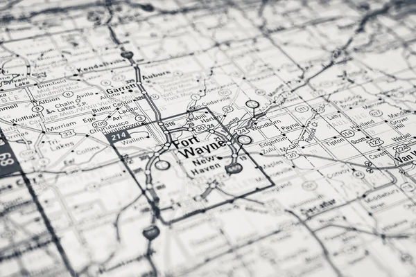 フォートウェインオンUsa旅行地図の背景 — ストック写真