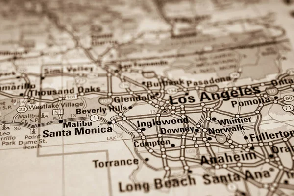 Los Angeles Eua Mapa Viagem Fundo — Fotografia de Stock