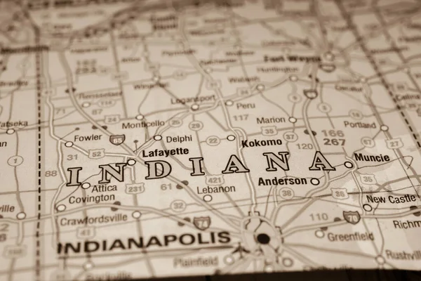 Indiana Usa Mapa Pozadí — Stock fotografie