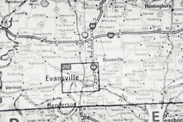 Evansville Mapie Podróży Tło — Zdjęcie stockowe