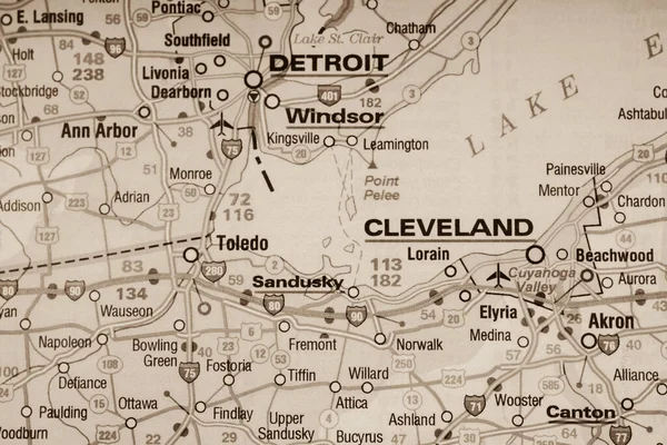 地図上のデトロイト — ストック写真