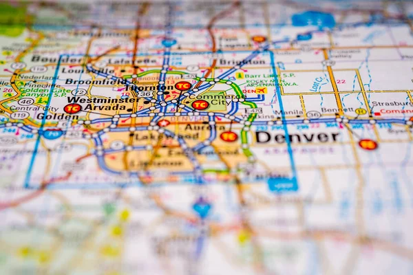 Denver Eua Mapa Viagem Fundo — Fotografia de Stock