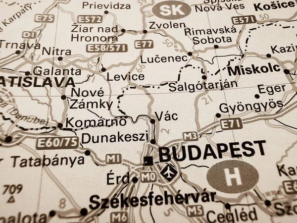 Budapeste Sobre Mapa Europa — Fotografia de Stock