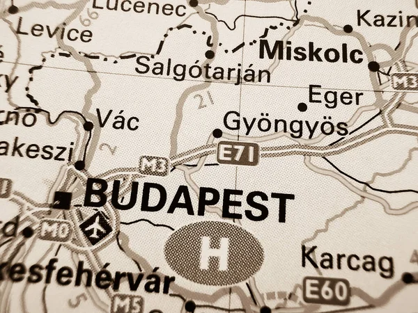 Budapeste Sobre Mapa Europa — Fotografia de Stock