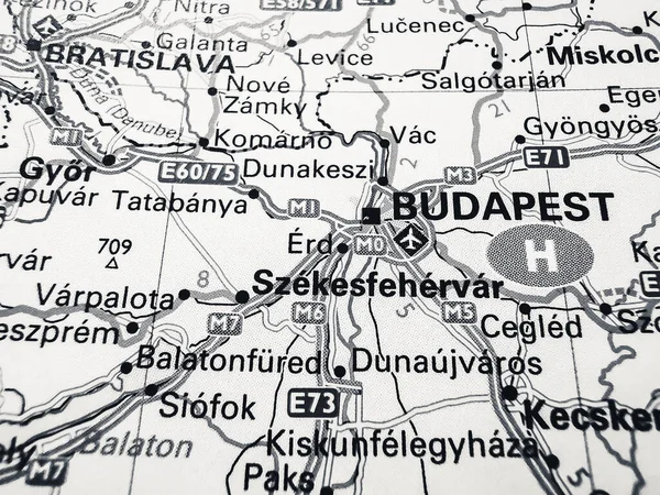 Budapeste Sobre Mapa Europa — Fotografia de Stock