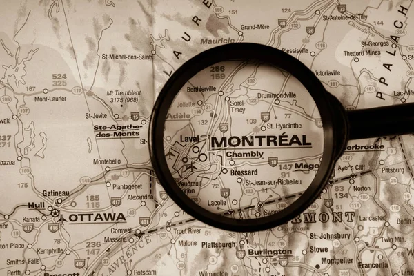 Μόντρεαλ Στον Χάρτη Του Καναδά — Φωτογραφία Αρχείου