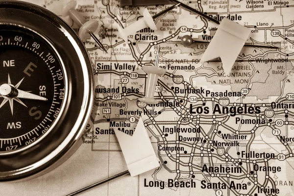 Los Angeles Usa Mapa Cestovní Zázemí — Stock fotografie