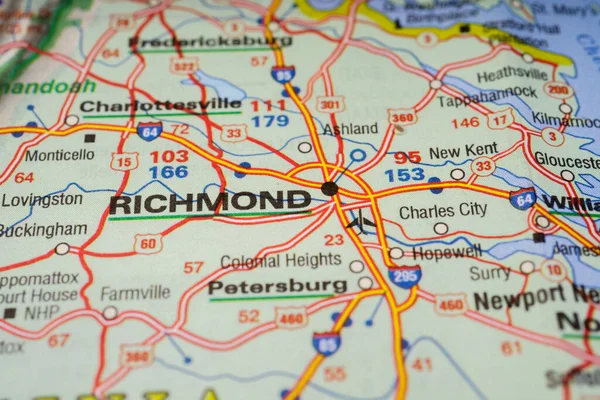 Richmond Mapa Fondo Viaje — Foto de Stock