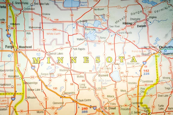 地图上的Minesota州 — 图库照片
