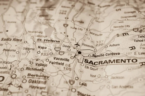 Sacramento Mapa — Fotografia de Stock