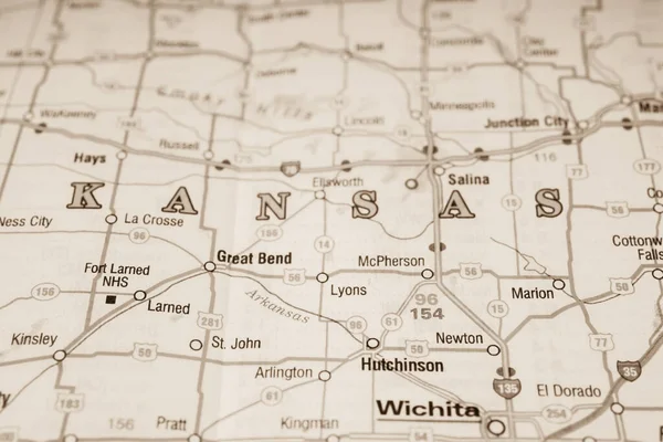 Kansas Verenigde Staten Kaart Achtergrond — Stockfoto